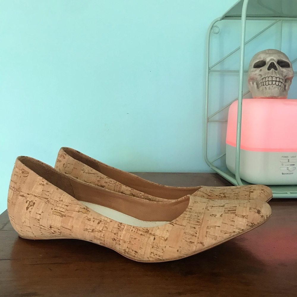 Maison Martin Margiela Cork + Leather Pointed Toe Flats 37.5 / 7 Made in Italy